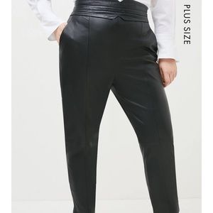 Karen Millen real leather crop pant ankle zip lamb leather size 12